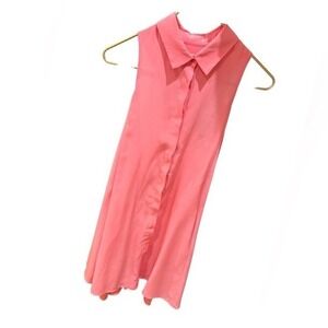 Amanda Uprichard Coral Pink 100% Silk Sleeveless Racerback Tunic Top Small